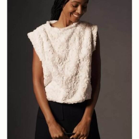 Maeve Faux Fur Muscle Tee - Picture 1 of 6